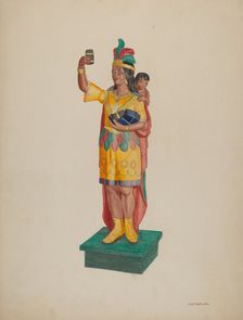Cigar Store Indian, c. 1941. Creator: Violet Hartenstein
