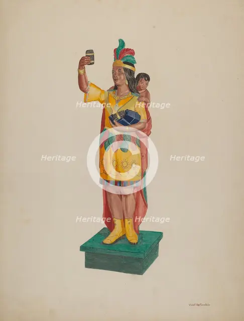 Cigar Store Indian, c. 1941. Creator: Violet Hartenstein.