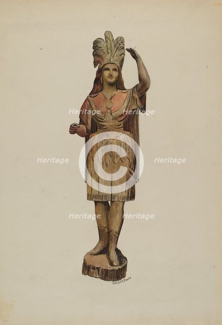 Cigar Store Indian, c. 1942. Creator: Mary Edith Brooks.