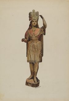 Cigar Store Indian, c. 1942. Creator: Mary Edith Brooks