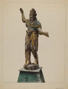 Cigar Store Indian, c. 1936. Creator: Mina Lowry