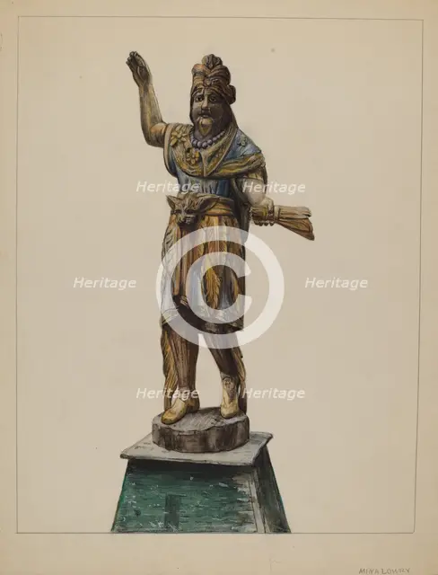 Cigar Store Indian, c. 1936. Creator: Mina Lowry.