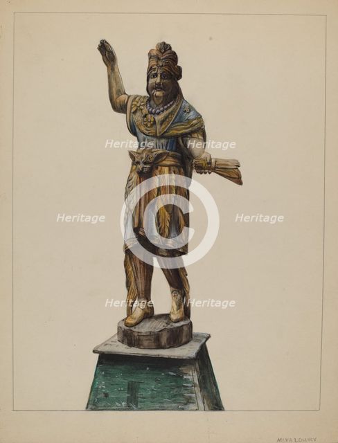 Cigar Store Indian, c. 1936. Creator: Mina Lowry.