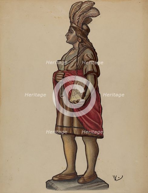 Cigar Store Indian, c. 1936. Creator: Bernard Westmacott.