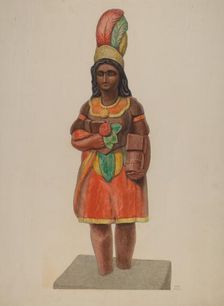 Cigar Store Indian, c. 1936. Creator: Bisby Finley