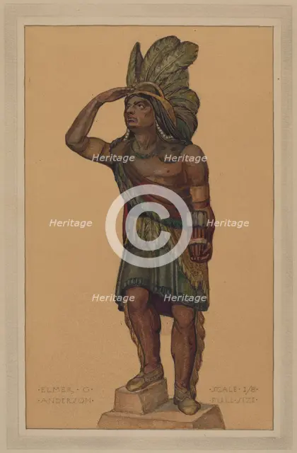 Cigar Store Indian, c. 1936. Creator: Elmer G Anderson.