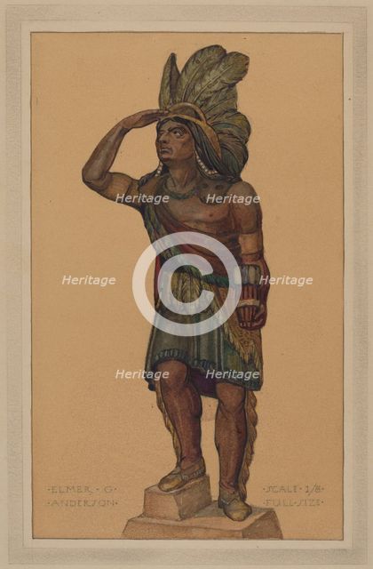 Cigar Store Indian, c. 1936. Creator: Elmer G Anderson.