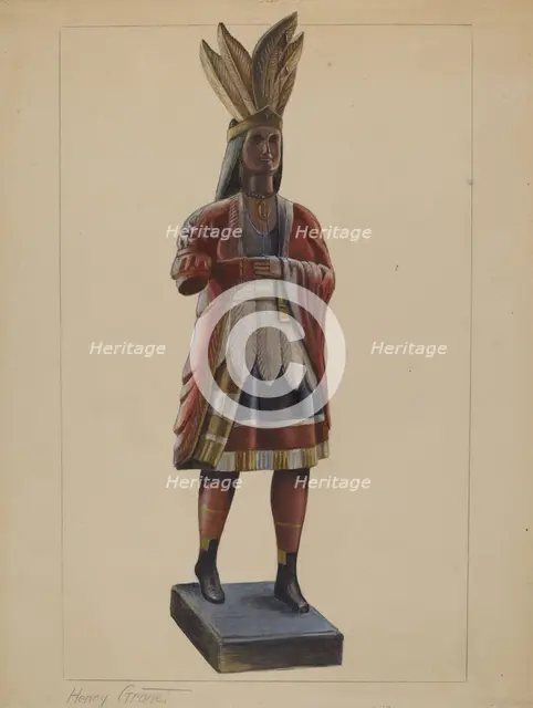 Cigar Store Indian, c. 1936. Creator: Henry Granet.