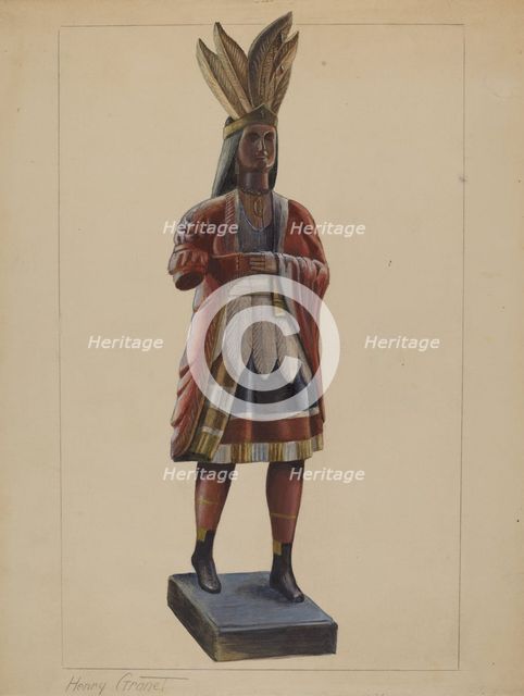 Cigar Store Indian, c. 1936. Creator: Henry Granet.