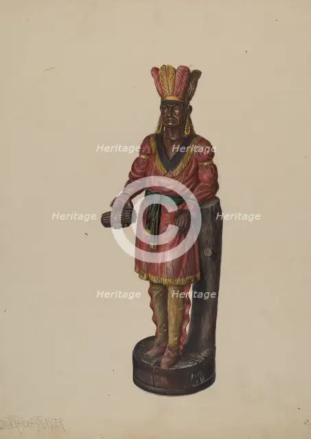 Cigar Store Indian, c. 1936. Creator: Walter Hochstrasser.