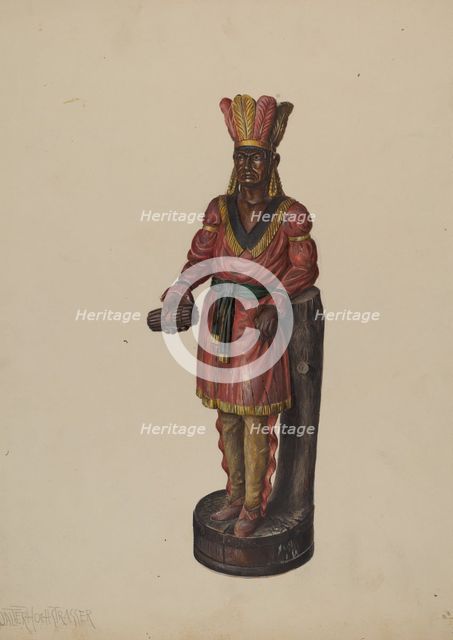 Cigar Store Indian, c. 1936. Creator: Walter Hochstrasser.