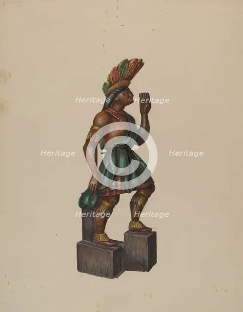 Cigar Store Indian, c. 1936. Creator: Walter Hochstrasser.