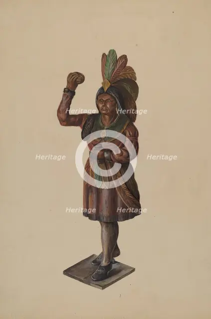 Cigar Store Indian, c. 1936. Creator: Walter Hochstrasser.