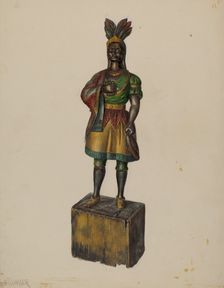 Cigar Store Indian, c. 1936. Creator: Walter Hochstrasser