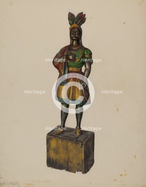 Cigar Store Indian, c. 1936. Creator: Walter Hochstrasser.