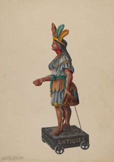 Cigar Store Indian, c. 1936. Creator: Walter Hochstrasser