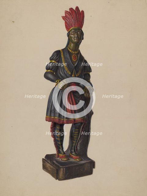 Cigar Store Indian, c. 1936. Creator: Walter Hochstrasser.