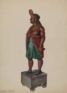 Cigar Store Indian, c. 1936. Creator: Walter Hochstrasser