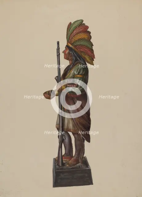 Cigar Store Indian, c. 1936. Creator: Walter Hochstrasser.