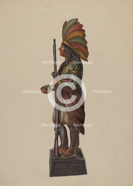 Cigar Store Indian, c. 1936. Creator: Walter Hochstrasser.