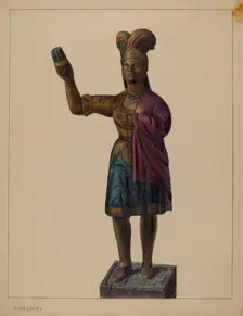 Cigar Store Indian, c. 1937. Creator: Mina Lowry