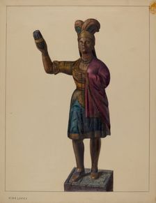 Cigar Store Indian, c. 1937. Creator: Mina Lowry
