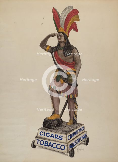 Cigar Store Indian, c. 1937. Creator: Augustine Haugland.