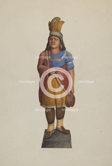 Cigar Store Indian, c. 1937. Creator: Alice Stearns.