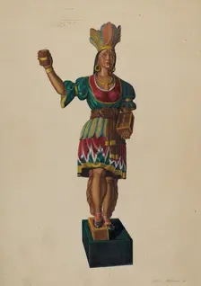 Cigar Store Indian, c. 1937. Creator: Arthur Matthews
