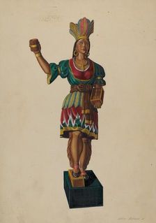 Cigar Store Indian, c. 1937. Creator: Arthur Matthews