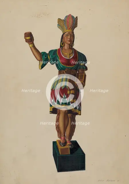 Cigar Store Indian, c. 1937. Creator: Arthur Matthews.