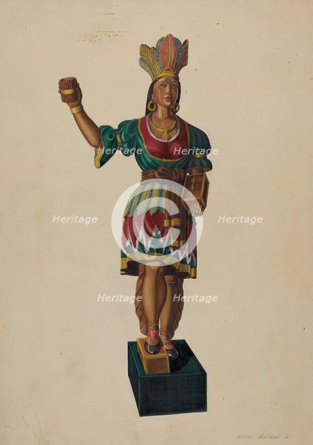 Cigar Store Indian, c. 1937. Creator: Arthur Matthews.