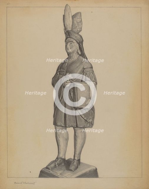 Cigar Store Indian, c. 1937. Creator: Bernard Westmacott.