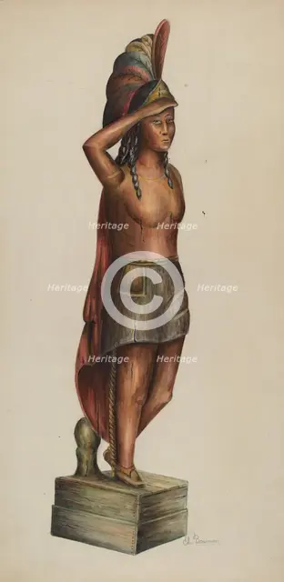 Cigar Store Indian, c. 1937. Creator: Charles Bowman.