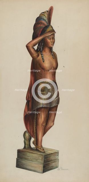 Cigar Store Indian, c. 1937. Creator: Charles Bowman.