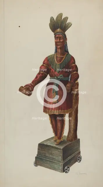 Cigar Store Indian, c. 1937. Creator: Charles Bowman.
