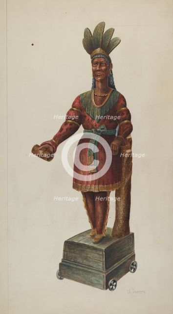 Cigar Store Indian, c. 1937. Creator: Charles Bowman.