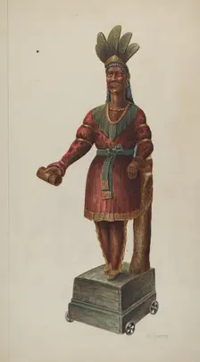 Cigar Store Indian, c. 1937. Creator: Charles Bowman