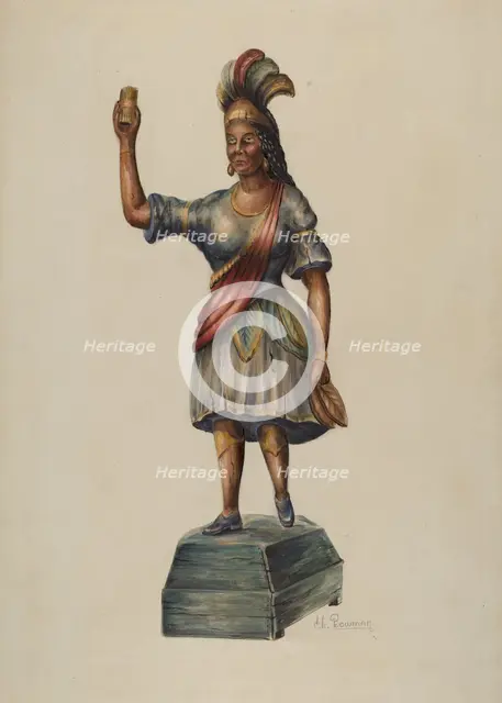 Cigar Store Indian, c. 1937. Creator: Charles Bowman.