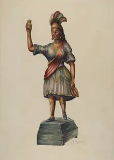 Cigar Store Indian, c. 1937. Creator: Charles Bowman