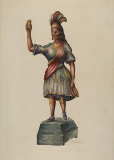 Cigar Store Indian, c. 1937. Creator: Charles Bowman
