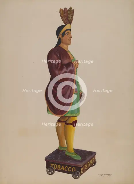 Cigar Store Indian, c. 1937. Creator: Chris Makrenos.
