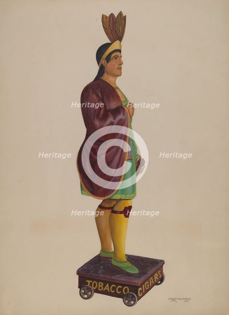 Cigar Store Indian, c. 1937. Creator: Chris Makrenos.