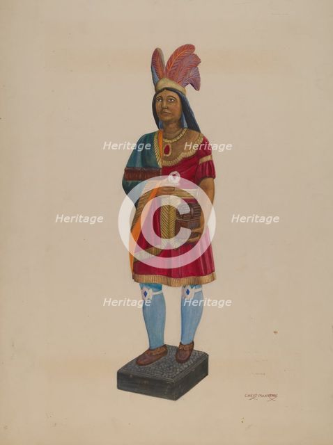 Cigar Store Indian, c. 1937. Creator: Chris Makrenos.