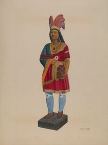 Cigar Store Indian, c. 1937. Creator: Chris Makrenos