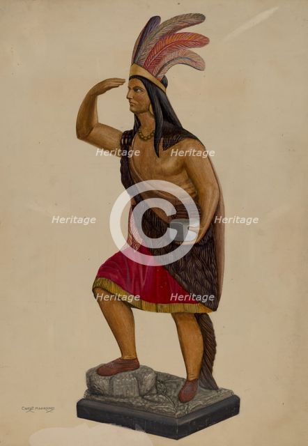 Cigar Store Indian, c. 1937. Creator: Chris Makrenos.
