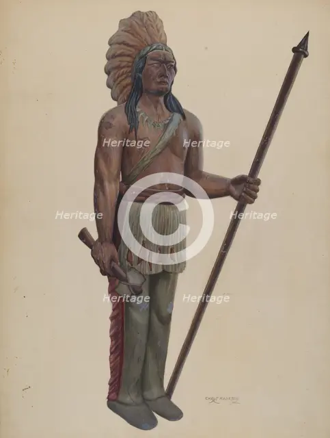 Cigar Store Indian, c. 1937. Creator: Chris Makrenos.