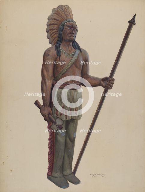 Cigar Store Indian, c. 1937. Creator: Chris Makrenos.