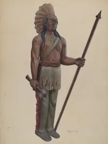 Cigar Store Indian, c. 1937. Creator: Chris Makrenos