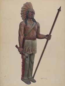 Cigar Store Indian, c. 1937. Creator: Chris Makrenos